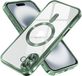 Techsuit Hoesje geschikt voor Apple iPhone 16 Plus - Luxury Crystal Back Cover - Geschikt voor MagSafe - Transparant/Donkergroen