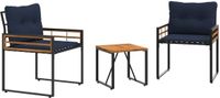 vidaXL - Acacia houten loungeset met 2 kussens - Marineblauw