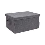 Bigso Box of Sweden Middelgrote opbergdoos met deksel en handgreep, kastbox van polyester en karton in linnenlook, vouwdoos voor kleding, beddengoed, speelgoed enz. grijs