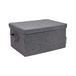 Bigso Box of Sweden Middelgrote opbergdoos met deksel en handgreep, kastbox van polyester en karton in linnenlook, vouwdoos voor kleding, beddengoed, speelgoed enz. grijs