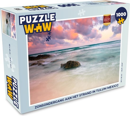 MuchoWow Puzzel Zonsondergang aan het strand in Tulum Mexico - Legpuzzel - Puzzel 1000 stukjes volwassenen