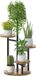 Unyqoos Support de plantes à 4 niveaux, étagère d'angle en métal et bois, marron
