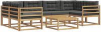 vidaXL Hoek loungeset 6 zitplaatsen Acacia hout Wit en antracietkleurig