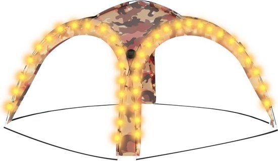 vidaXL Partytent met LED en 4 zijwanden 3,6x3,6x2,3 m camouflage