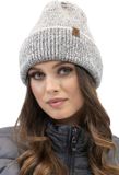 Vivisence Dames Wintermuts - Wol En Lamswol Met Tweekleurig Breisel En Omgeslagen Rand - Comfortabele Nauwsluitende Pasvorm Voor Warme Oren Tijdens Koude Dagen Zonder Fleecevoering Ademend Zacht - Grijs