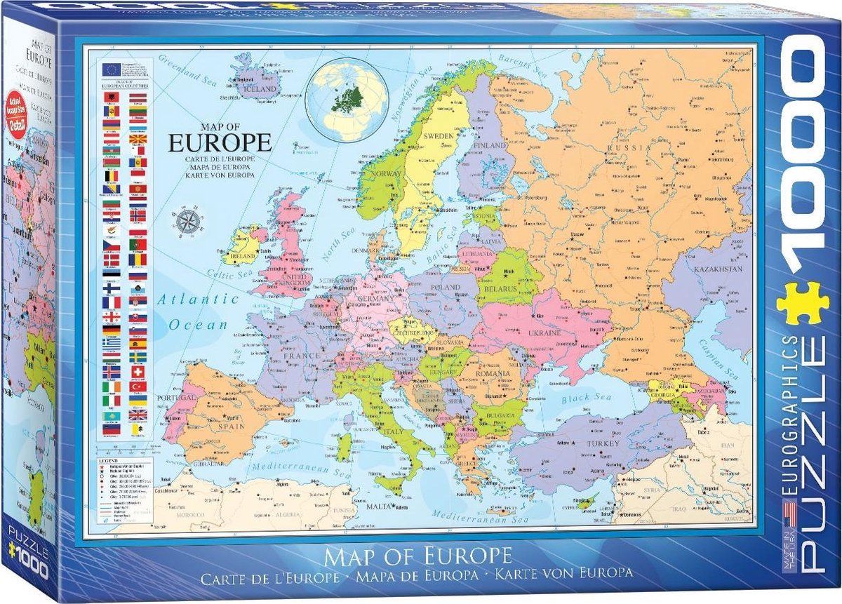 Eurographics Puzzel kaart van Europa - multi