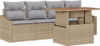 vidaXL Tuinbank Set Beige Polyrattan