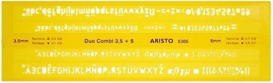 Aristo Lettersjabloon Duo-Combi - AR-5305 - 245x75mm - 3.5/5mm - Oranje Transparant