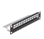 Delock 10 inch patch panel met kabelgeleiding | voor 12 Keystone modules | 1U | zwart
