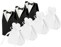 PartyDeco Cadeaudoosjes Bruidegom/bruid - Bruiloft bedankje - 100x stuks - zwart/wit - 7 x 9 cm