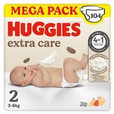 Huggies Extra Care Bebe luiers maat 2 (3-6 kg), zeer absorberend, Disney-design, Mega-Pack, 104 stuks
