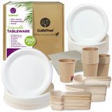 Set de vaisselle jetable pour 25 personnes, 200 pièces
