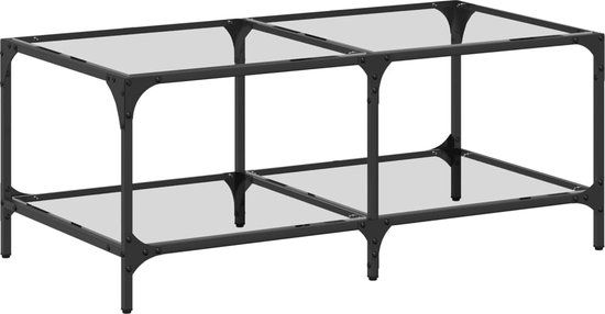 vidaXL Salontafel met transparant glazen blad 98,5x50x40 cm staal