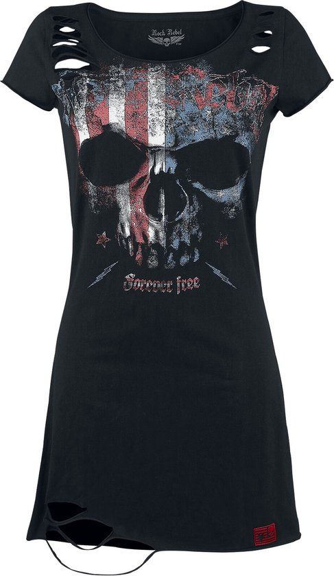 Rock Rebel by EMP Zwart kort jurkje met doodshoofdprint - Dames - 5XL