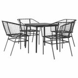 vidaXL 5-delige tuinset polyrotan glas zwart
