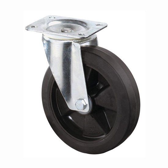 BS Rollen Zwenkwiel met schroefplaat Elastisch massief rubber zwart