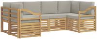 vidaXL Hoek loungeset 6 zitplaatsen Wit en lichtgrijs Polyester