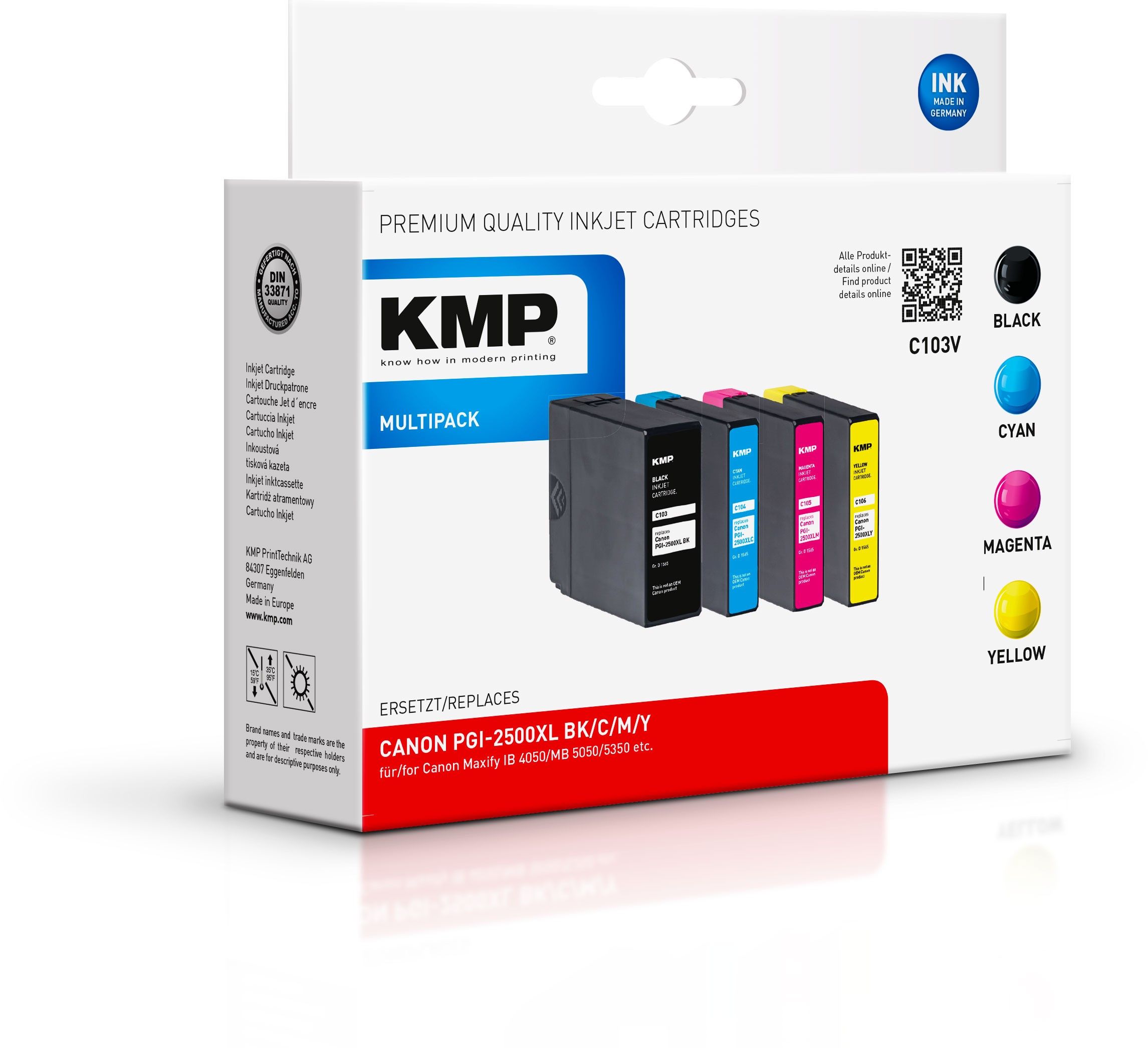 KMP Multipack C103V - Inktcartridge - Zwart, Cyaan, Geel, Magenta