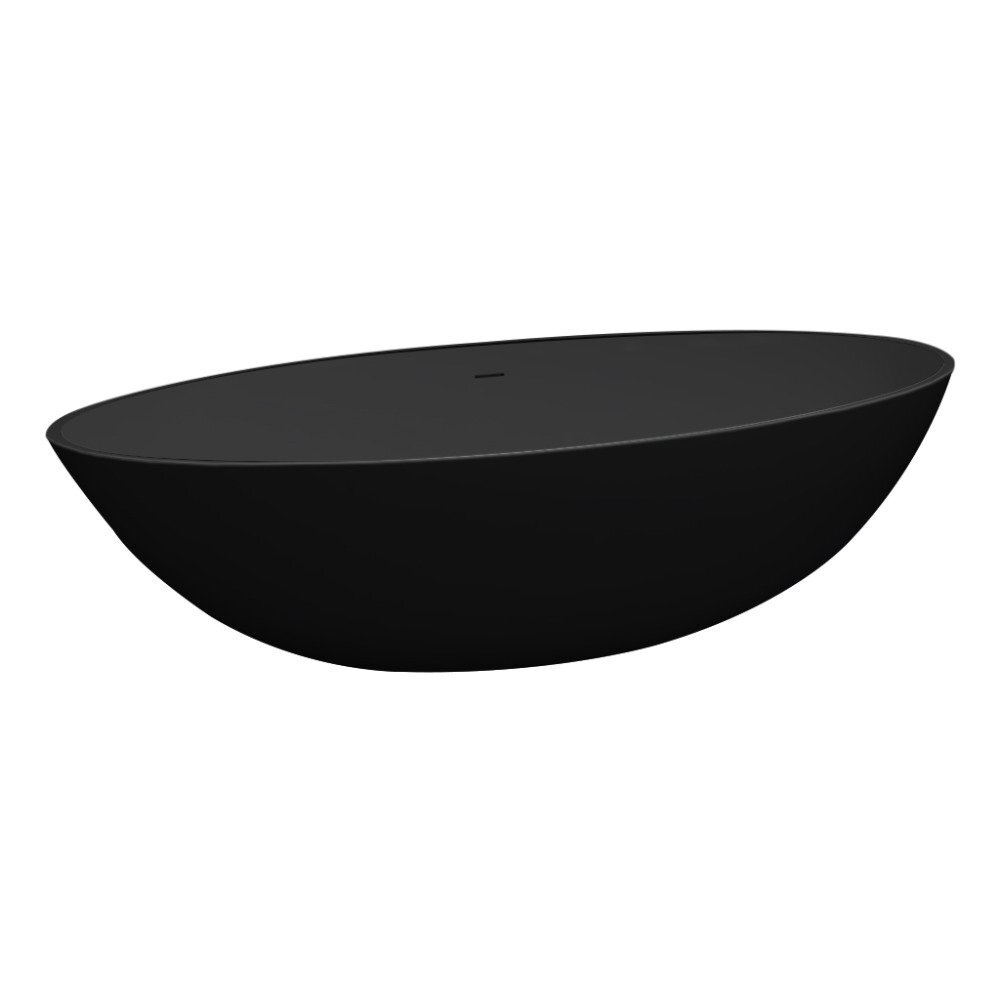 Best Design Solid 180x85x52cm vrijstaand bad met overloop en sifon solid surface zwart 4002200