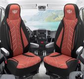 Bremer Sitzbezüge Premium Camper stoelhoezen voor Benimar Tessoro D PLKT202 in Zwart/Rood (2 losse stoelen)