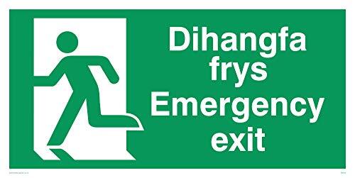 Viking Signs Vikingborden SB943-L42-1M Links "Dihangfa Frys/Emergency Exit" Sign, 1 mm Semi-Rigid Kunststof, 200 mm H x 400 mm W