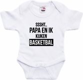 Bellatio Decorations Sssht kijken basketbal tekst baby rompertje wit jongens/meisjes - Vaderdag/babyshower cadeau - EK / WK Babykleding 68