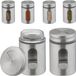 Merkloos Relaxdays kruidenpotjes, set van 6, strooigaatjes in 3 groottes, leeg, 290 ml, xl strooibussen, van rvs & glas, zilver