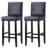 StarTech Barstoelen van kunstleer - Set van 2 - Met rugleuning - Dik gestoffeerd - Houten frame - 41 x 43 cm - Grijs