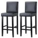StarTech Barstoelen van kunstleer - Set van 2 - Met rugleuning - Dik gestoffeerd - Houten frame - 41 x 43 cm - Grijs