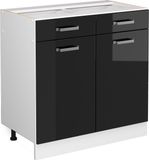 Vicco R-Line Universele onderkast – 80 cm met laden en deuren, zonder werkblad Zwart hoogglans