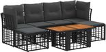 vidaXL Tuinbank Set 7 st Zwart en Donkergrijs poly rattan