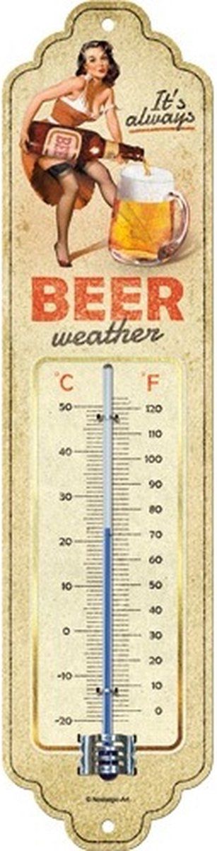 Nostalgic Art Thermometer - Beer Weather - Geel