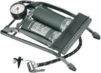 Brüder Mannesmann Bruder Mannesmann Voetpomp - grijs - 4 bar - 2 cilinders - manometer - 3 opzetstukken