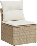 vidaXL Tuinbank Set 3-delig Beige en wit Poly rattan