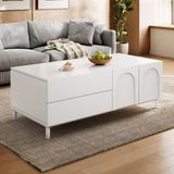 MODFU Salontafel - Lades En Deuren - MDF - Wit - 100 X 50 X 39,5 Cm