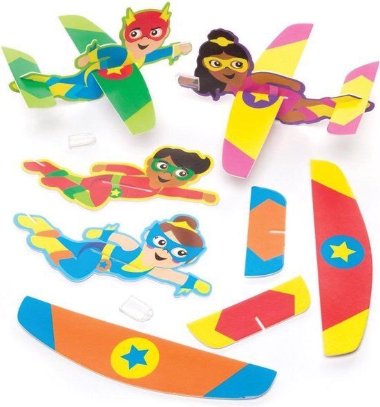 Baker Ross Superheld zweefvliegtuigen (8 Stuk) Creatieve Knutselset Voor Kinderen
