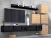 MANIAK meuble TV 6 portes noir/chêne artisan