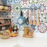 Ambiance Sticker Zelfklevende tegelstickers, antieke ornamenten, cementtegels, wandsticker, badkamer en keuken, 24 stuks, 20 x 20 cm