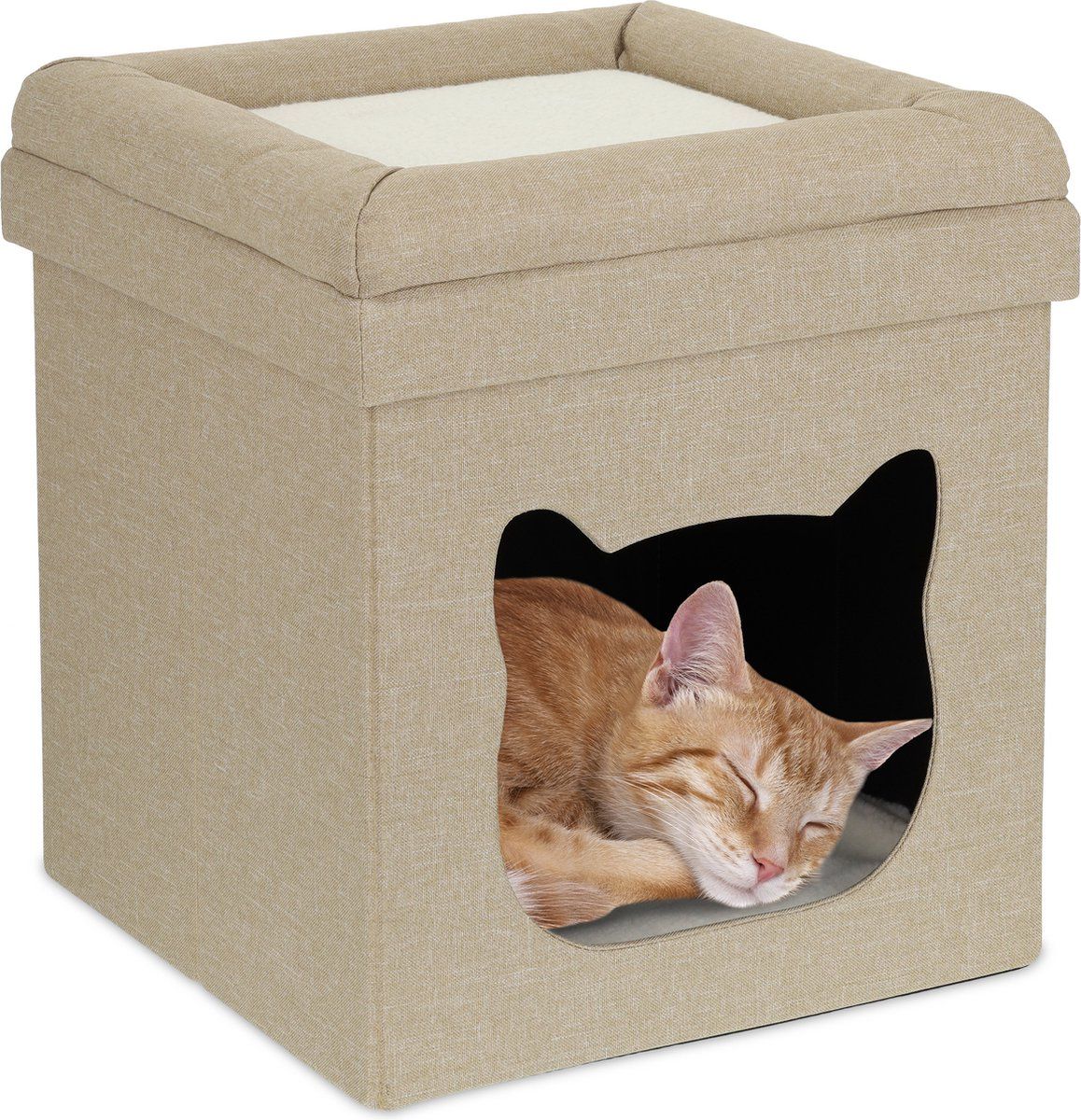 Relaxdays Kattenmand Poef - Opvouwbaar - Modern Kattenmeubel - Kattenhuis - Kattenholletje