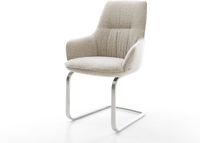 DELIFE Chaise à patins Zelia-Flex avec accoudoir, acier inoxydable, tissu tressé, beige