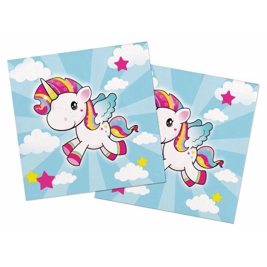 Folat Servetten eenhoorn print 20 stuks - wegwerpservetten