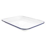 6 Enamelware 6 stuks rechthoekige dienbladen, 34,5 x 25,5 x 2,8 cm, wit, geëmailleerd ijzer