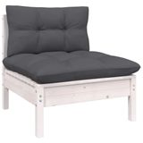 VidaXL 11-delige Loungeset met kussens massief grenenhout wit