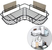 HouseLife Doucherekje Zwart - Hoek - Zonder Boren - Badkamer/Keuken Rekje - Zelfklevend