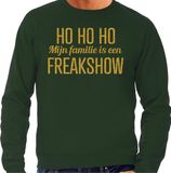 Bellatio Decorations Foute kersttrui/sweater voor heren - Hohoho freak show - groen - glitter goud XL