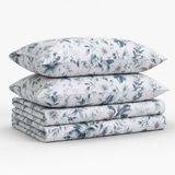 Tribeca Living Vernazza Blue / Multicolor Floral Print 3-Piece Sateen Cotton Sheet Set
