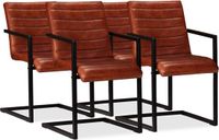 vidaXL Eetkamerstoelen 4 stuks Echt Leer Bruin