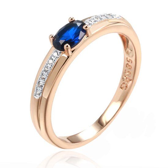 Cilla Jewels Damesring met Blauwe Zirkonia Steen-20mm