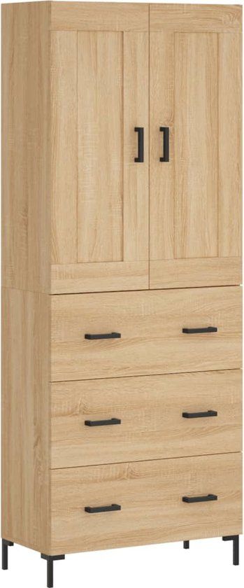 vidaXL Hoge kast 69,5x34x180 cm bewerkt hout sonoma eikenkleurig