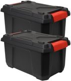 EDA Xpert Pro boîte de rangement d'extérieur/jardin - 2x - résistant à l'humidité et au gel - noir - 40 litres - 57 x 36 x 30 cm - plastique